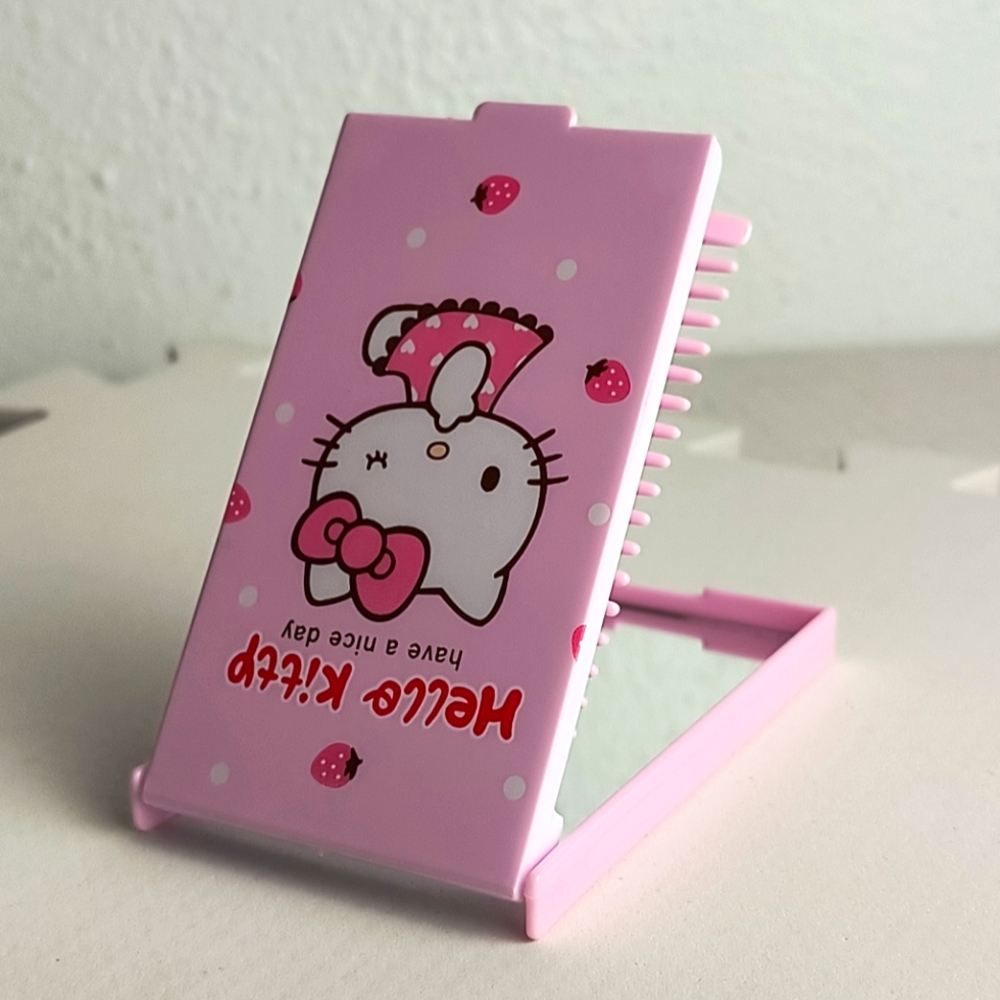 Novelty Rectangular Mirror & Comb Pink